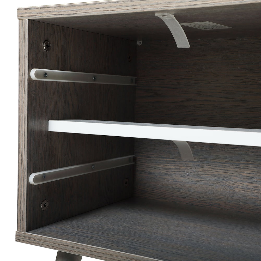 Kadyn Bedside Table for Bedroom, Mid Century Modern Side Table with 2 Drawer for Nursery, End Table with Storage and Solid Wood Legs for Living Room, Gray