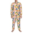 thumbnail image 3 of Naloa Groovy Daisy Flowers Men’s Pajamas Set - Long Sleeve Button Down Sleep Shirt and Pajama Bottoms Sleepwear Set-X-Large, 3 of 7
