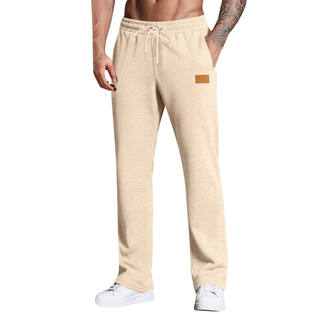 Pantalones largos para hombre, informales, de moda, con cintura elástica, lisos, largos y elásticos, de poliéster