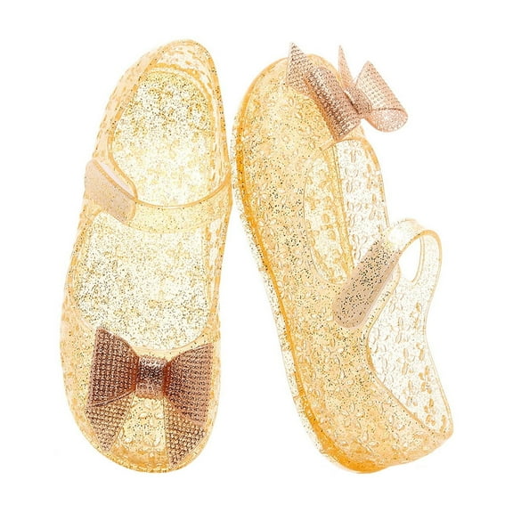 Fozruso Jelly Shoes For Girls Birthday Sandals For Girls Toddler Glitter Sandals Dress Sandals Sizes 8.5 Little Kid(Gold)