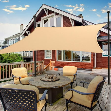 10' x13' Sun Shade Sail Rectangle, Double Needle Double Layer 98% UV ...