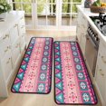 thumbnail image 4 of Kitchen Rugs Sets Of 2,Pink and Teal Geometric Boho Pattern Anti Fatigue Kitchen Mat Rugs Non Slip Washable,Decorative Kitchen Floor Mats for Kitchen,Sink,Laundry,17"x47"+17"x47", 4 of 5