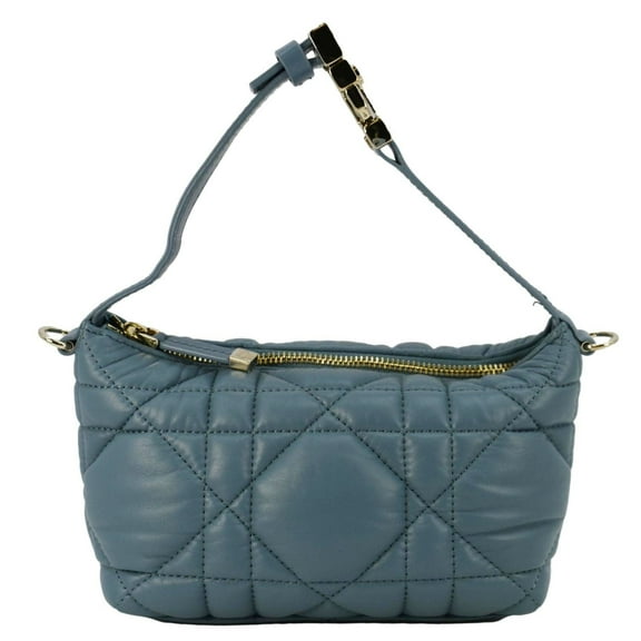 Pre-Owned CHRISTIAN DIOR Diortravel Calfskin Macrocannage Clutch bag Blue