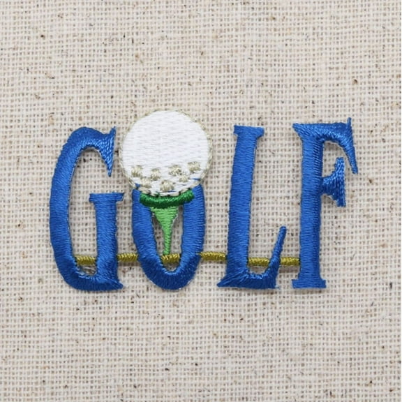 Golf Word - Blue - Tee/Ball - Iron on Applique/Embroidered Patch