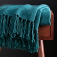 thumbnail image 2 of Chanasya Silky Textured Solid Decorative Throw Blanket with Tassels - Elegant Classy Chick Woven Kntted for Sofa Couch Bed Room Fringed Throw Blanket gift for wedding birthday (50x65 Inches) Teal, 2 of 3