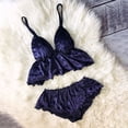thumbnail image 2 of Mashaouyo 2025 Intimes Femmes Pyjama en Velours Col en V Ensemble Short Nœud Papillon, 2 of 3