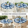 thumbnail image 7 of Blue White Tie Dye Mandala Pattern Round Fitted Tablecloth with Elastic Edge,Dining Table Cover Waterproof,Outdoor Round Tablecloth for Camping,Dining,Indoor and Outdoor, 7 of 7