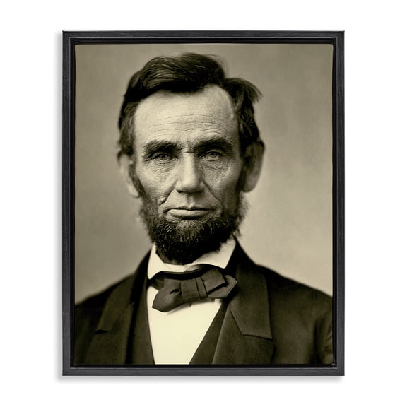 Stupell Industries Traditional Iconic Lincoln Portrait Black Floating Frame Canvas Art, 17 x 21, by Alexander Gardner