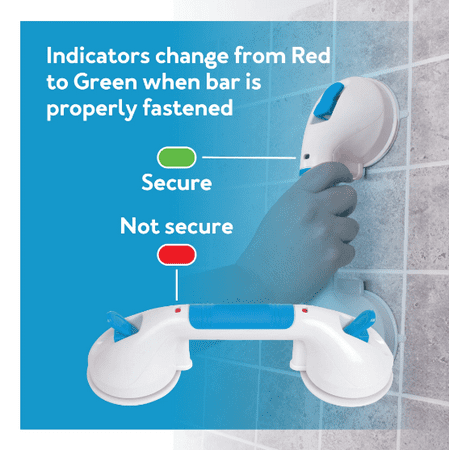 Carex Suction Shower Grab Bar, 16" Ultra Grip Handle, Dual Locking, 75 lb Weight Capacity