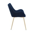 thumbnail image 3 of 22 Inch Fabric Upholstered Dining Side Chair, Sloped Arms, Metal Legs, Blue - Saltoro Sherpi, 3 of 6