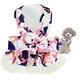 thumbnail image 1 of Dinheiro Vestido de perro arnés y correa conjunto para perros pequeños pajarita floral niña vestido de cachorro transpirable lindo princesa vestidos de perro primavera verano mascota gato ropa falda, 1 of 5