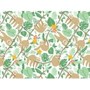 1 Pack, Playful Sloth Wrapping Paper 24"x85' Cutter Roll for Party, Holiday & Events, Made in USA