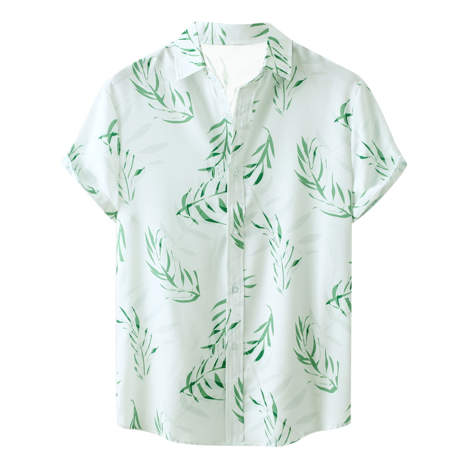 VSSSJ Floral Print Shirt for Men Plus Size Short Sleeve Casual Button Down  Collared Tee Top Breathable Stretch Aloha Hawaiian Tshirts Mint Green XXL
