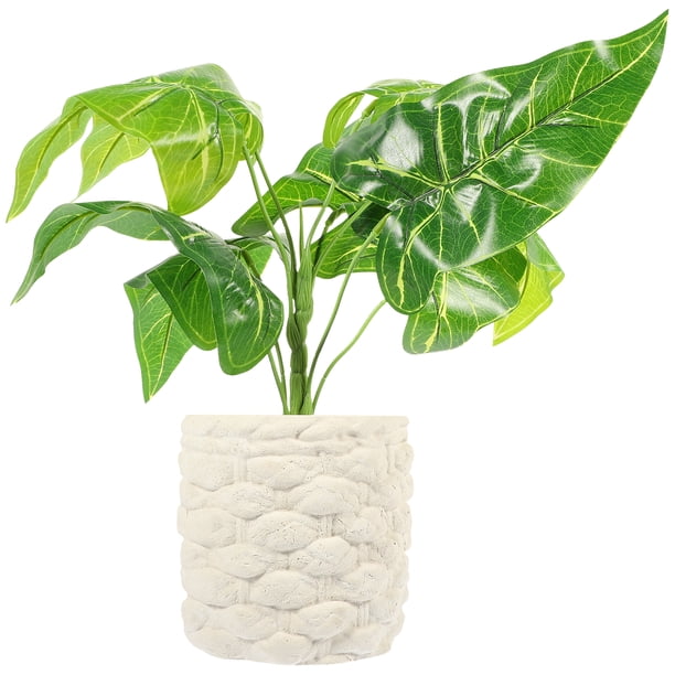 Bonsái artificial de hoja de taro, planta en maceta de hoja verde falsa, adorno de bonsái simulado