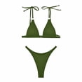 thumbnail image 2 of Jacenvly 2024 Bikinis for Juniors 2 Piece Comfortable Women's Solid Color Swimwear Two-Piece Slim Swimsuit Bikini Straped Swimsuits Multicolor Fashion Beach Bikini Wrap Army Green, 2 of 7