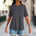 thumbnail image 2 of Patriotic Shirts For Women, Casual Short Sleeve Soild Color Round Neck Top Comfort Colors Tshirt Women 2025 Valentines Long Crop Top Summer Tops Eyelet Work Tops Blusas Tops (3XL, Gray) ZMTing, 2 of 4
