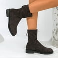 thumbnail image 6 of Dark Gray Ladies Ankle Boots Round Toe Back Zipper Block Heel Low Heel Short Shaft Comfortable Winter Casual Non Slip Daily Wear For All Occasions Size 38, 6 of 9