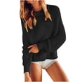 thumbnail image 2 of Swuxness Women's Base Layer Knitted Sweater, Women Long Sleeve Sweater Top, Women's Solid Color Crew Neck Loose Soft Comfortable Pullover Lightweight Sweaters Black, M, 2 of 4