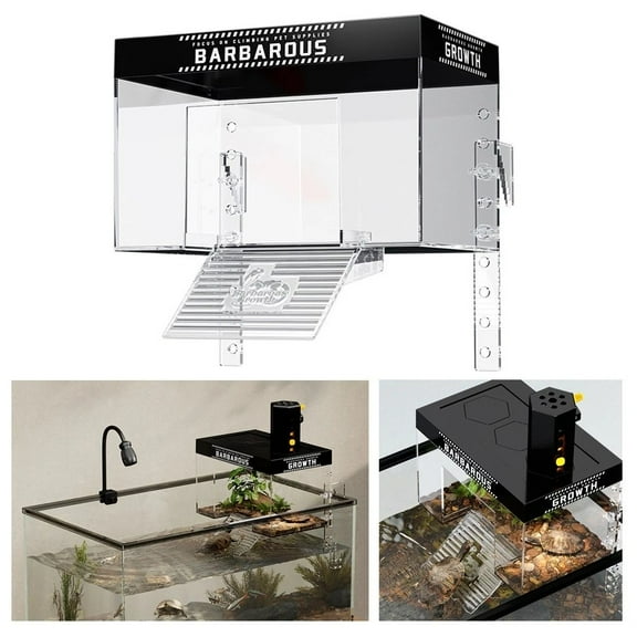 COSTYLE Turtle Basking Platform with Heat Lamp Non-Slip Ramp & Easy-Climb Design, Small