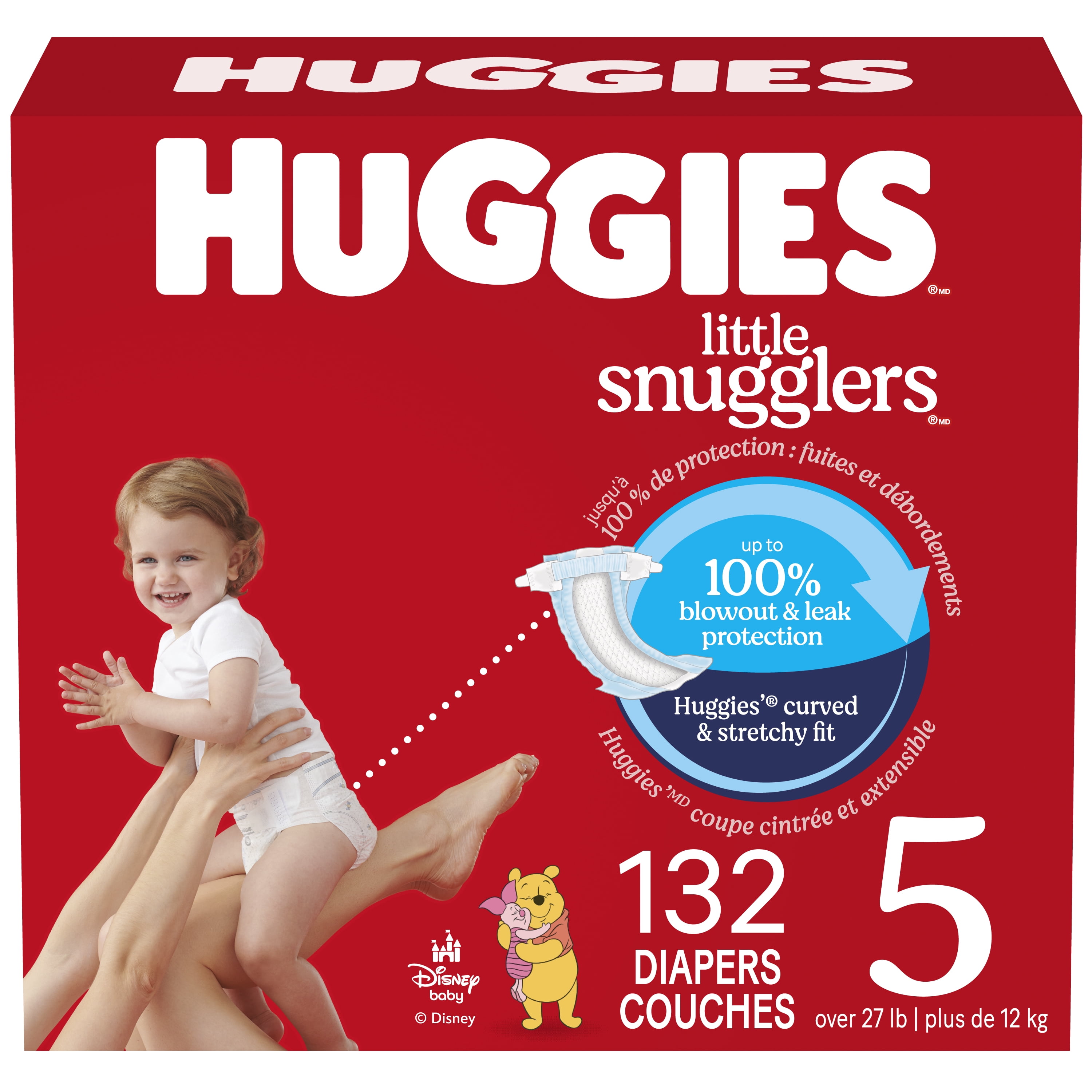 Huggies Little Snugglers Baby Diapers, Econo Pack, Size 5, Count 132, Size 1-6 | 108-150 Count