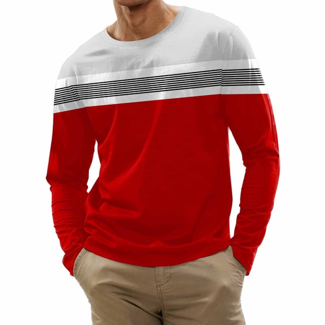 Birdeem Mode Hommes Décontracté Col Rond Manches Longues Blouse Imprimée Haut Chandail T-Shirt