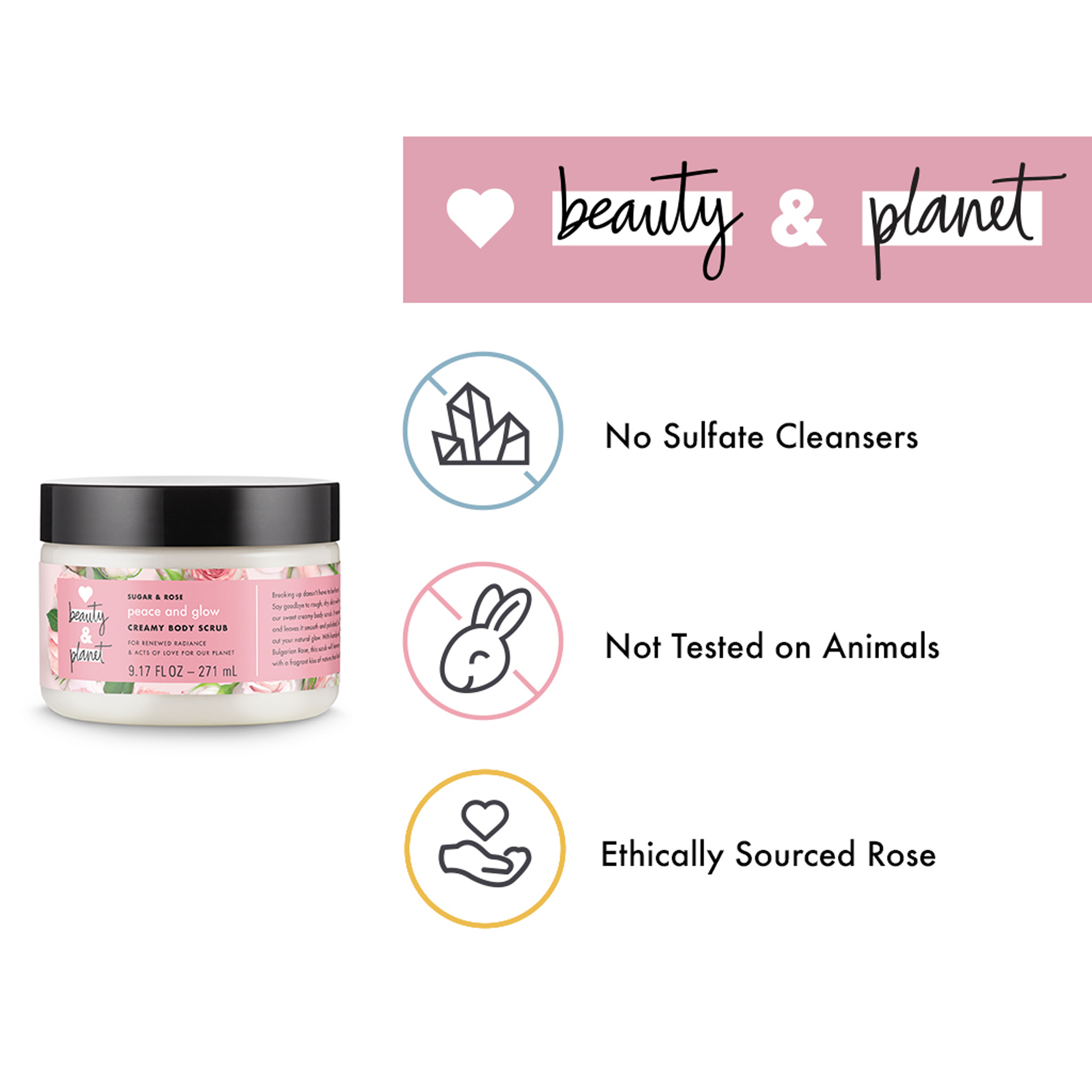 Love Beauty And Planet Sugar & Rose Scrub Creamy Exfoliating Body Scrub Peace and Glow 9.17 oz - image 6 of 13