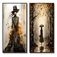 thumbnail image 2 of Designart "Stylish Woman With Umbrella II" Fashion Framed Wall Art Set Of 2 - Yellow Fashion Framed Wall Art Set Of 2, 2 of 7