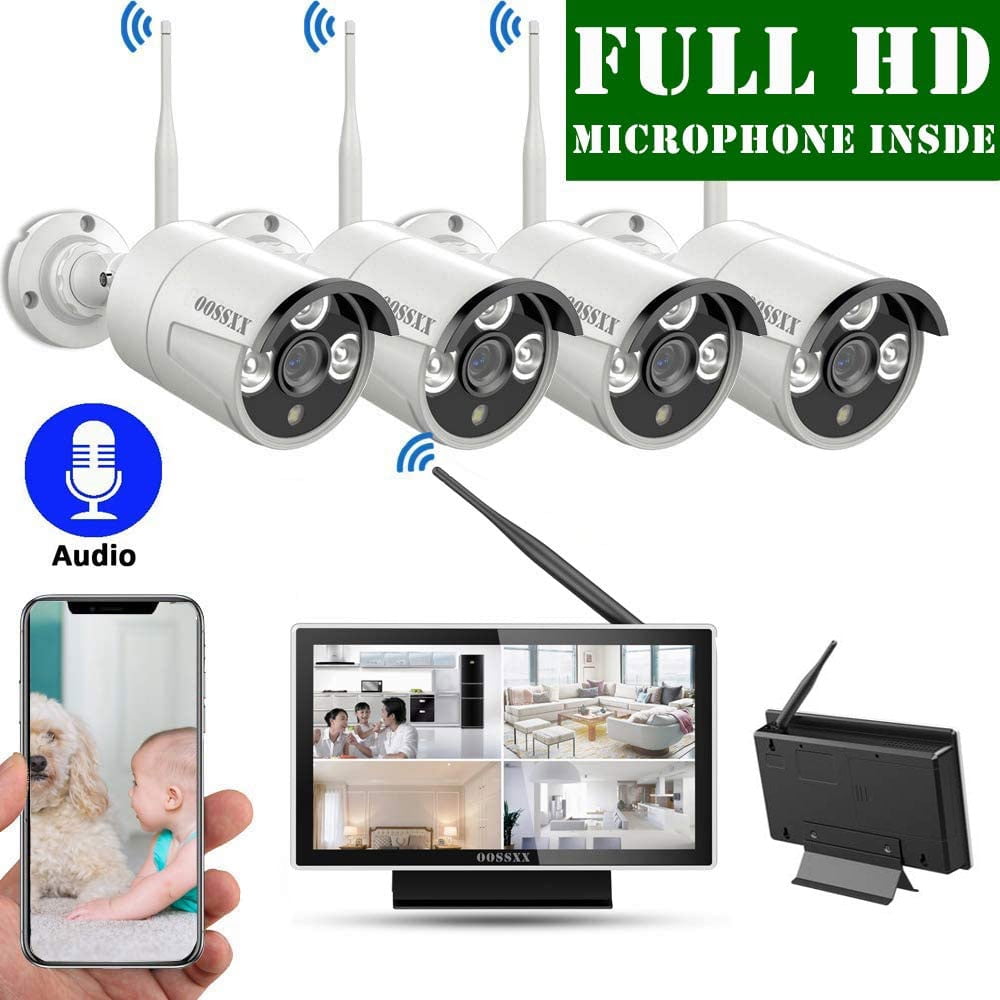 Expandable 8CH&Audio, Wireless Home Security Camera Systems Outdoor With 10inch Screen Monitor