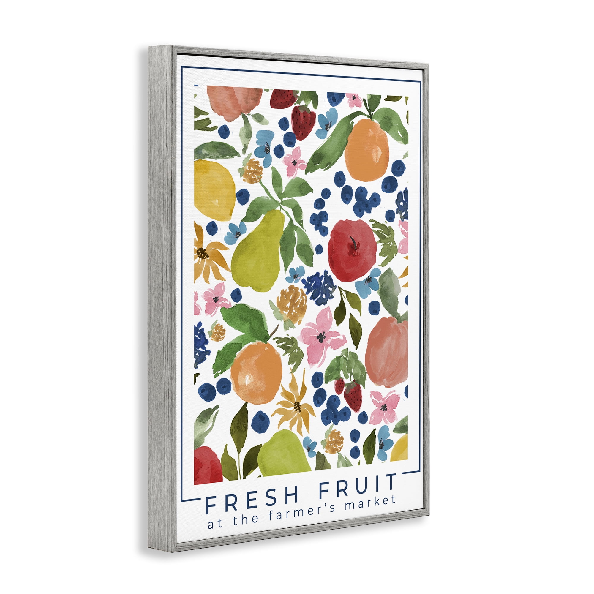 Stupell Industries Fresh Fruit Market Pattern Gray Framed Giclee Art, design by Lucille Price