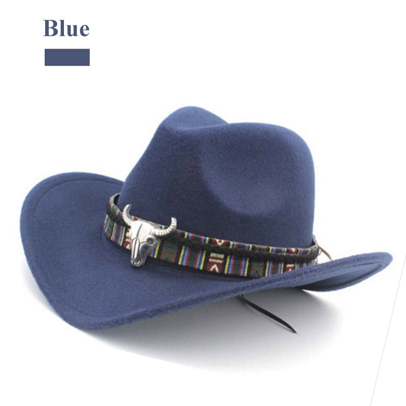 Faux Felt Wide Brim Western Cowboy Hat 
