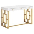 thumbnail image 3 of Best Master Brooks 3-Drawer Wood and Stainless Steel Frame Writing Desk - Gold, 3 of 8