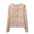 thumbnail image 3 of AGWOLF Plus Size Puffer Jacket Womens Lightweight Button Down Coats Long Sleeve Packable Coat Fall Winter Travel Outwear, 3 of 5