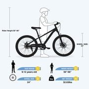 24 Inch Mountain Bike for Kids 9-12 Years, Steel Frame Kids Bike with Dual Disc Brakes, 24 Youth Bicycle with Suspension Fork