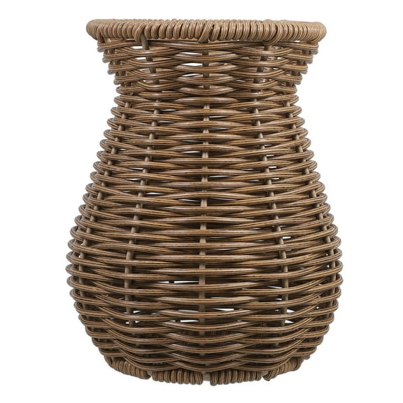 Pawsdot Pastoral Style Dark Brown Woven Flower Vase Decorative Plastic Vase for Balcony and Desk