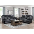 thumbnail image 2 of Lexicon Fabian Breathable Faux Leather 2-PC Manual Reclining Sofa Set in Gray, 2 of 15