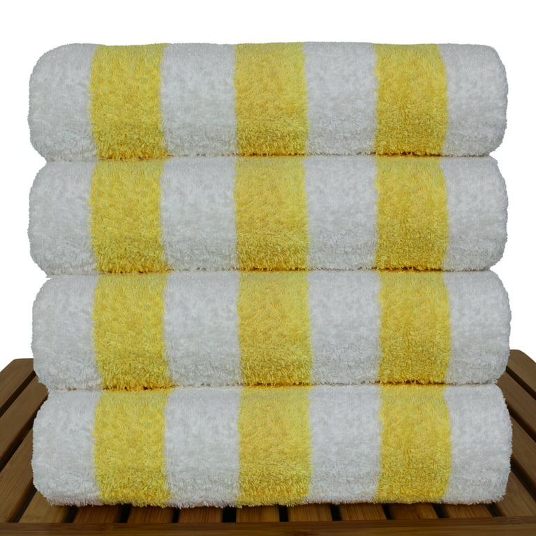 Luxury Hotel & Spa Towel 100% Cotton Pool Resort Beach Towels - Cabana -  Yellow - Set of 4
