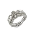 thumbnail image 1 of Halo Jewelers 10k White Gold 0.59 Carat (Ctw) Round And Baguette Cut White Natural Diamond Engagement Wedding Bridal Set Ring for Women (H-I Color, I1-I2 Clarity) Ring Size-9.5, 1 of 5