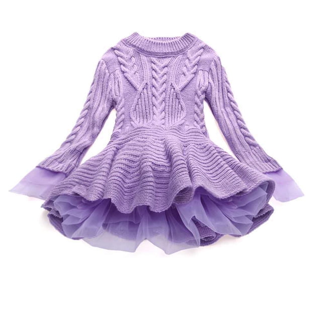 EGNMCR Vêtements pour Bébé Fille Pull Tricoté d'Hiver avec Tulle