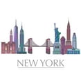 thumbnail image 2 of Fab Funky  14x12 Gold Ornate Wood Framed with Double Matting Museum Art Print Titled - New York Skyline Coloured Buildings, 2 of 4