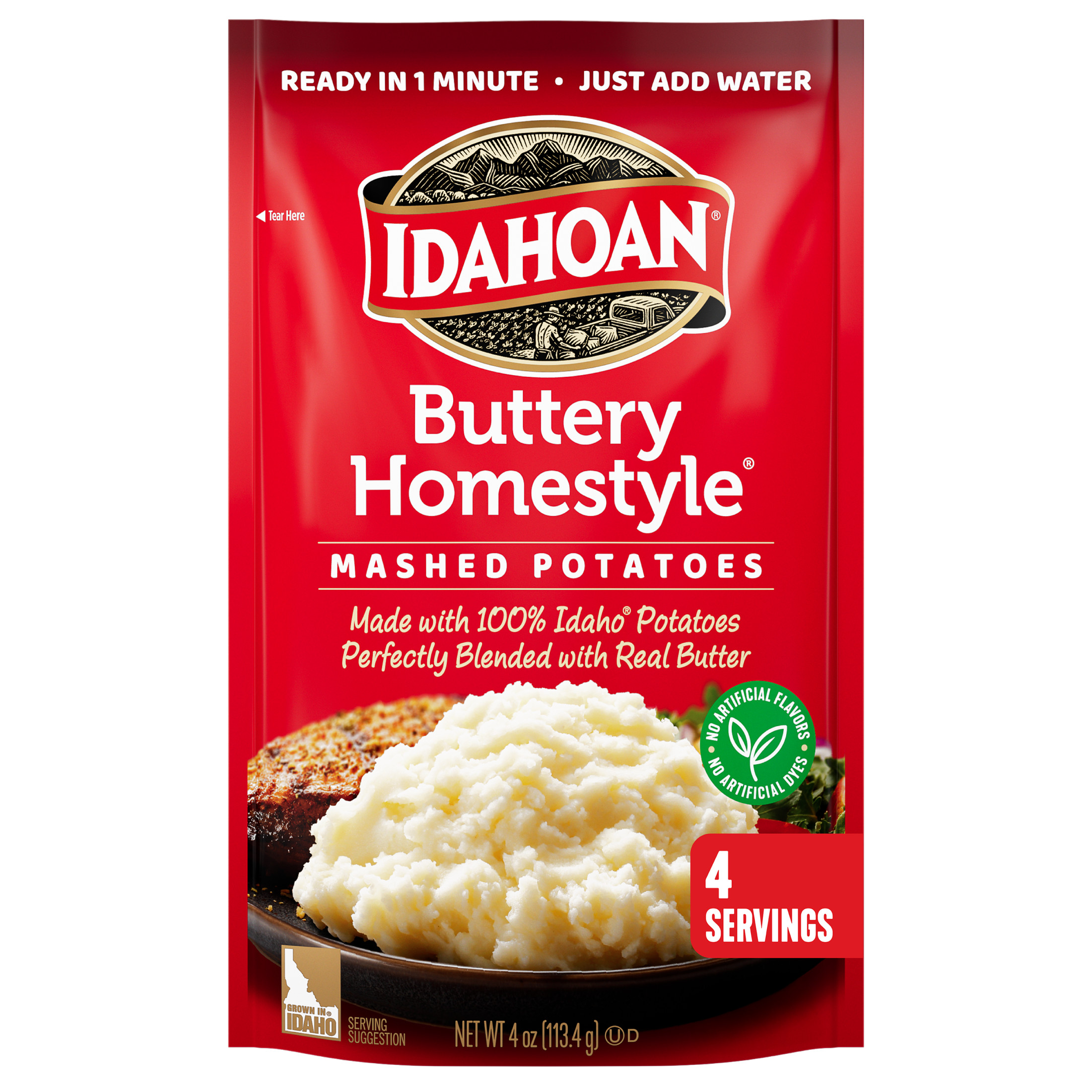 Idahoan Buttery Homestyle Mashed Potatoes, 4 oz Pouch