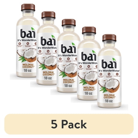 (5 pack) Bai Molokai Coconut Antioxidant Infused Water Beverage, 18 fl oz, Bottle