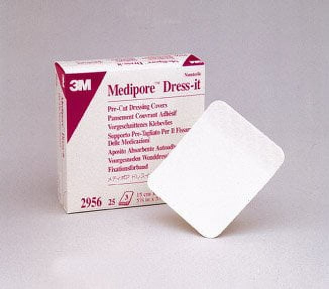 3M Medipore Dress-It Wound Dressing Cover, Adhesive Pre-Cut Cloth, 3.8" x 4.6", 25 Count, 1 Pack