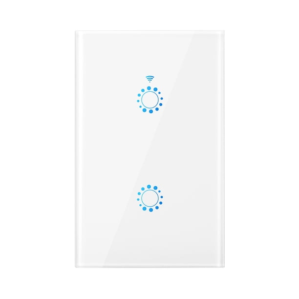 Interruptor inteligente Wi-Fi Interruptor de luz Control de voz, control remoto, control táctil Irfora Blanco/2 Gang