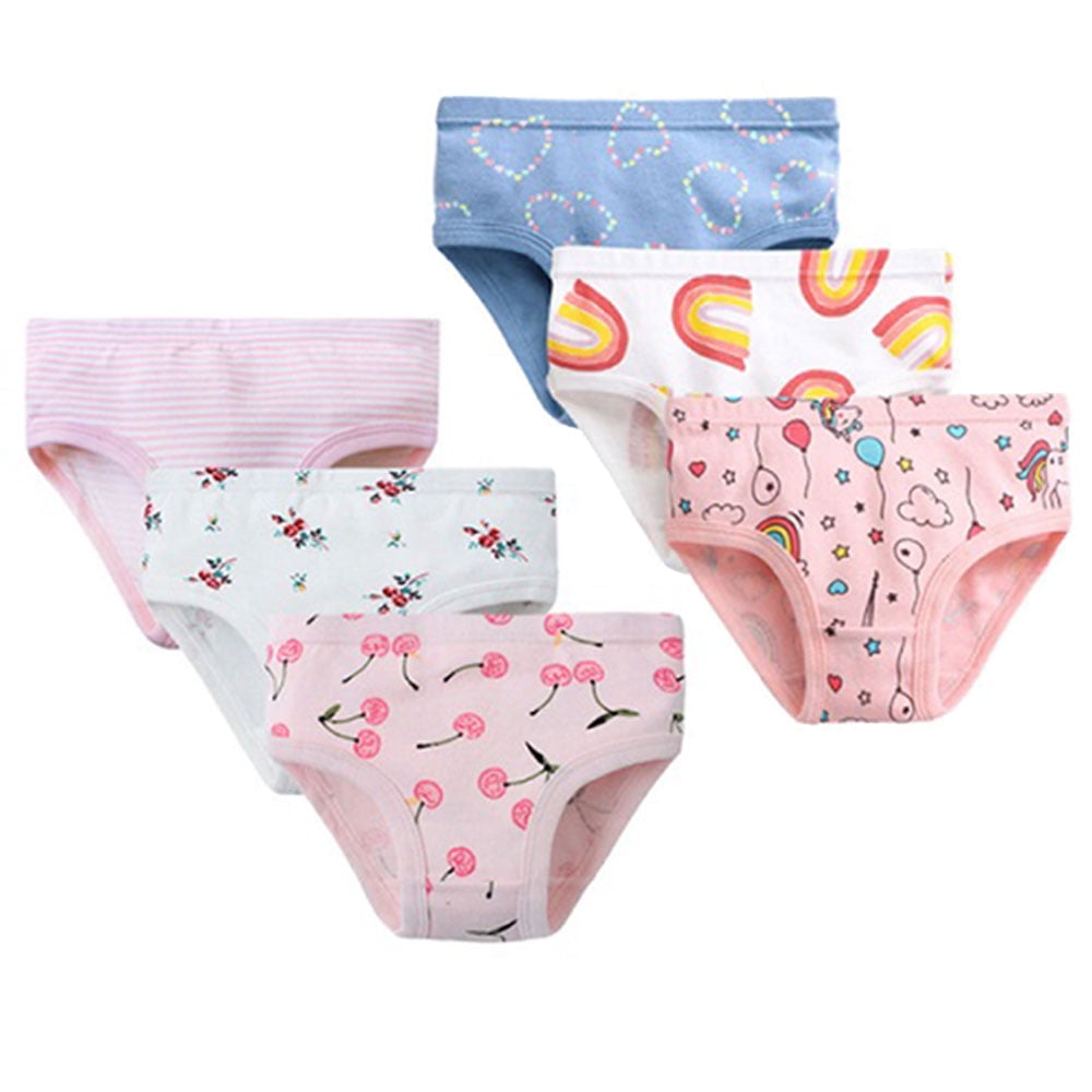 Aosijia 6 Pcs/Set Little Girls Printed Triangle Panties Soft Cotton