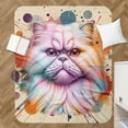 thumbnail image 4 of Persian Portrait Watercolor Vintage Retro Styles Cozy Sherpa Blanket Cat Lover Kitten Owner Gifts Warm Soft Throw Blanket - 00001, 4 of 5