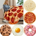 thumbnail image 3 of Warm Pizza Food Blanket Super Soft Plush Throw Blankets For Bed Sofa Bedspread Decorative Camping Winter Warm Round Blanket, 3 of 7