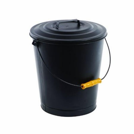 Fire Resistant Hearth Pad Pleasant Hearth 614 Portable Fireplace Ash Disposal Can with Lid and Heat Resistant Base Black ()