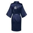 thumbnail image 3 of Odeerbi Ice Silk Nightgowns for Women Satin Bathrobe Fashion Summer Kimono Robe Front Back Printed Solid Color Sexy Home Clothing Navy, 3 of 4