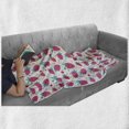 thumbnail image 5 of Strawberry Soft Flannel Fleece Throw Blanket, Pattern of Doodle Zigzags Circles and Fruits, Cozy Plush for Indoor and Outdoor Use, 50" x 60", Pink Seafoam White, by Ambesonne, 5 of 5
