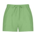 thumbnail image 5 of Mom Linen Shorts for Women 7" Inseam Drawstring Low-Rise Mid-Thigh Compression Shorts Cargo Plus Size Everyday Bermuda Shorts with Pockets Mint Green XXL, 5 of 6